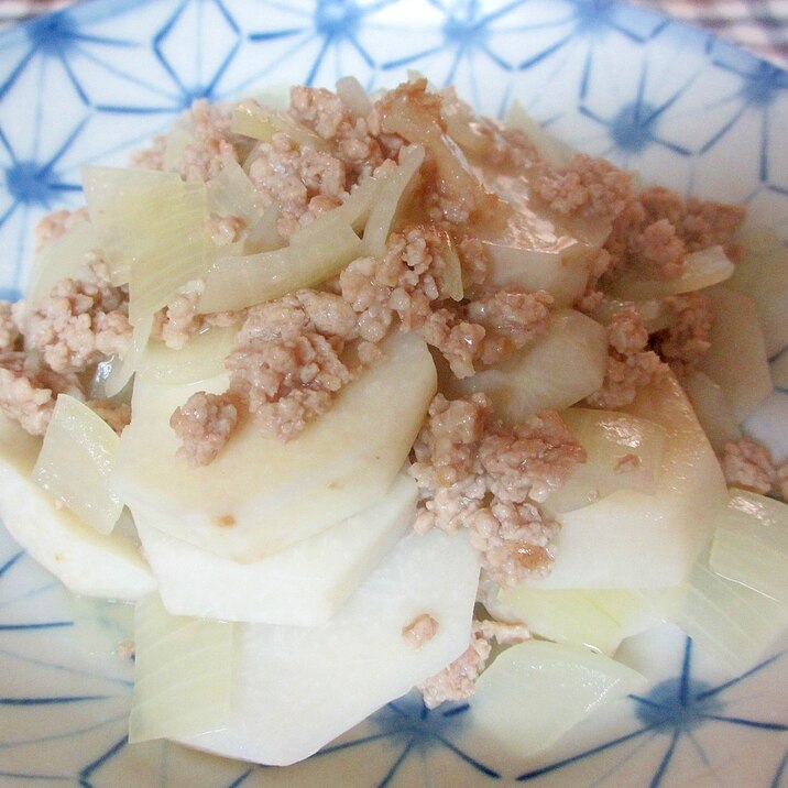 里芋とひき肉の塩炒め煮
